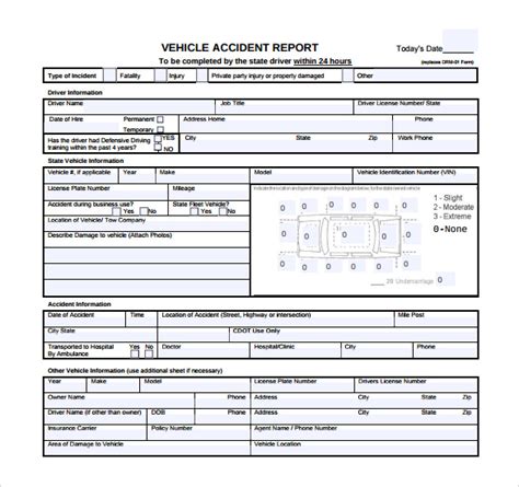 vehicle accident report template word